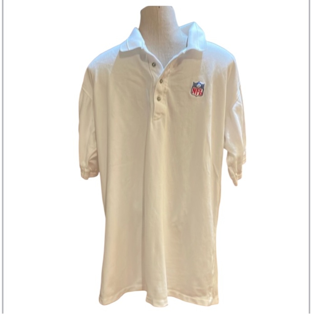 Vintage Antigua NFL football short sleeve cotton white polo shirt